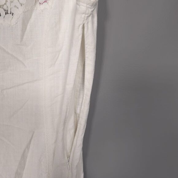 Free People Mini Dress Size 8 White Floral Lace Cap Sleeves Cotton - Picture 9 of 11